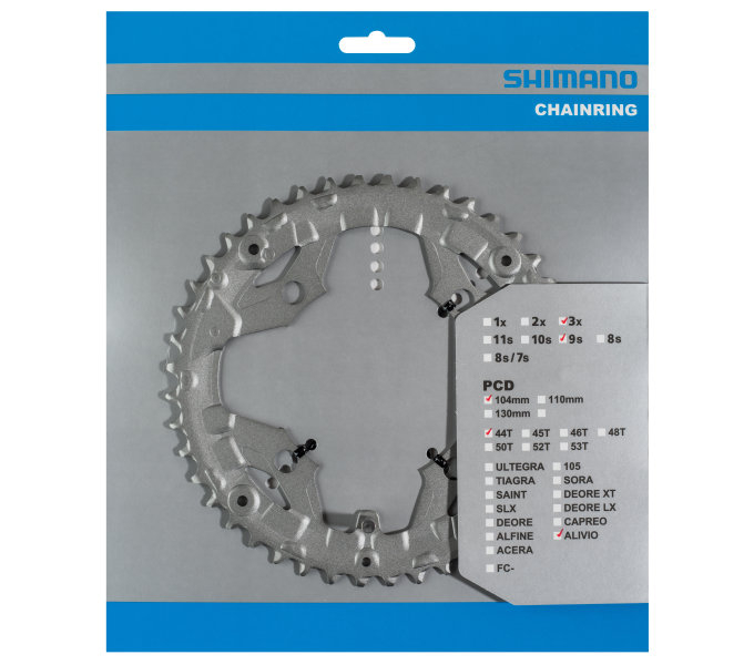 Shimano - kettingblad 44t alivio fc-t4060 9 speed - zilver
