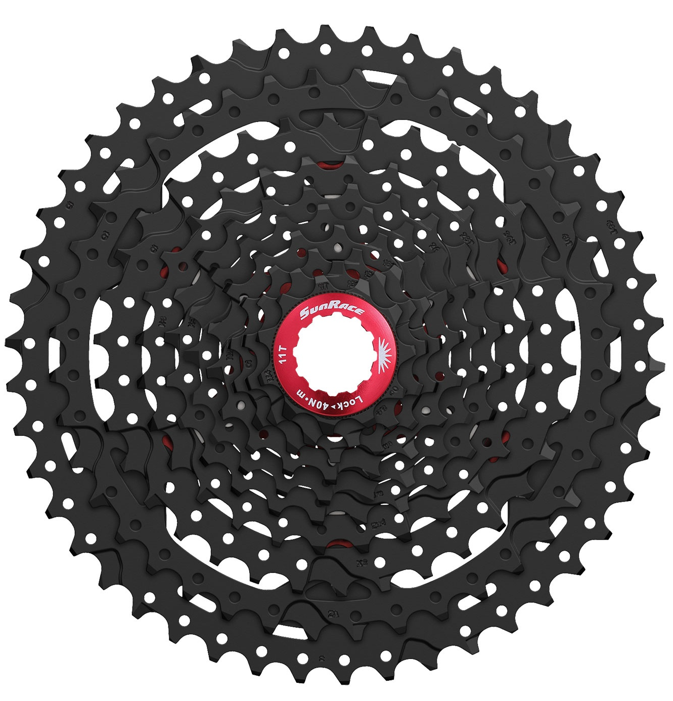 Sunrace cassette 10 speed cs-mx3 11-46t zwart/rood