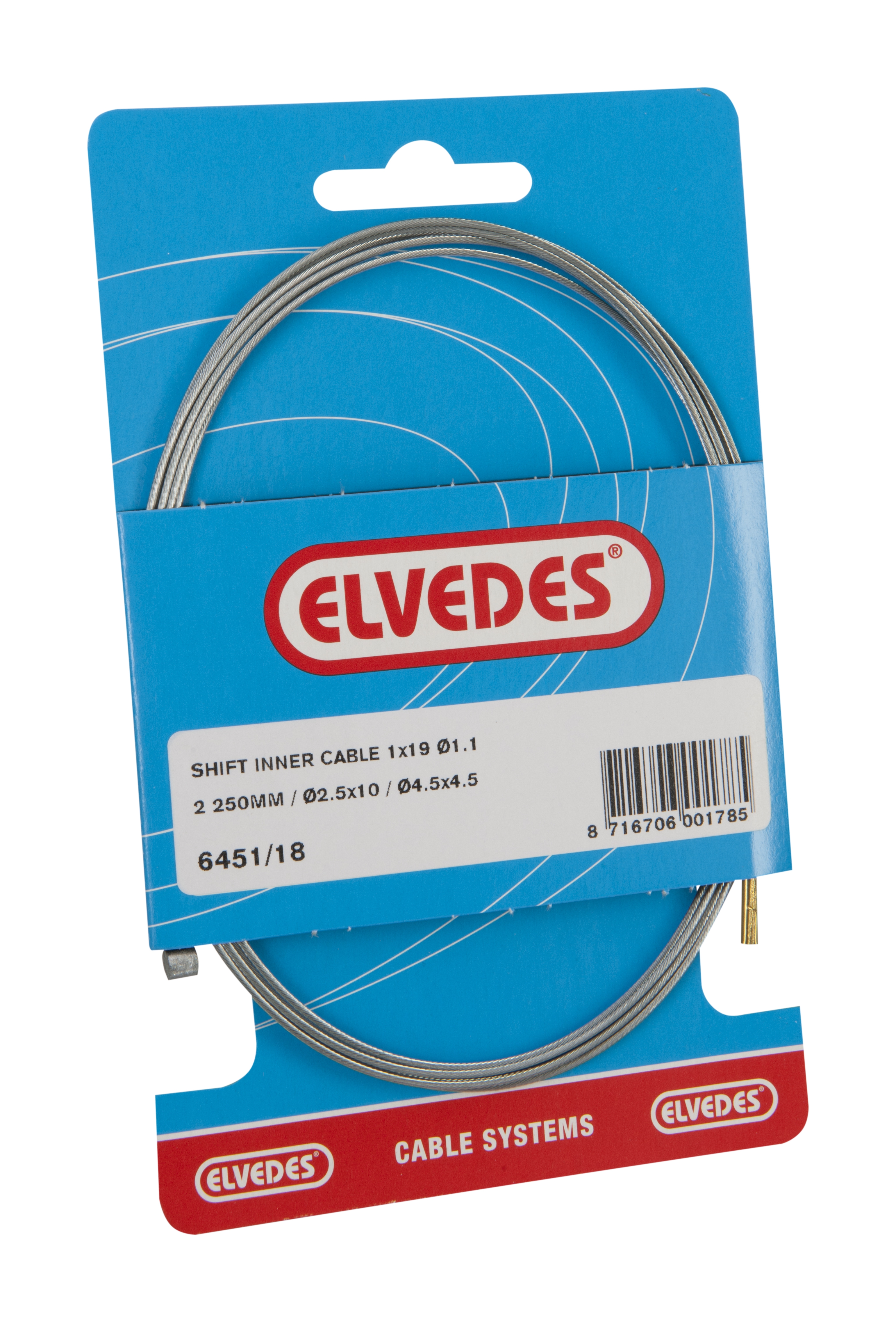 Elvedes binnenkabel versnelling sa 2250 mm zilver 6451/18