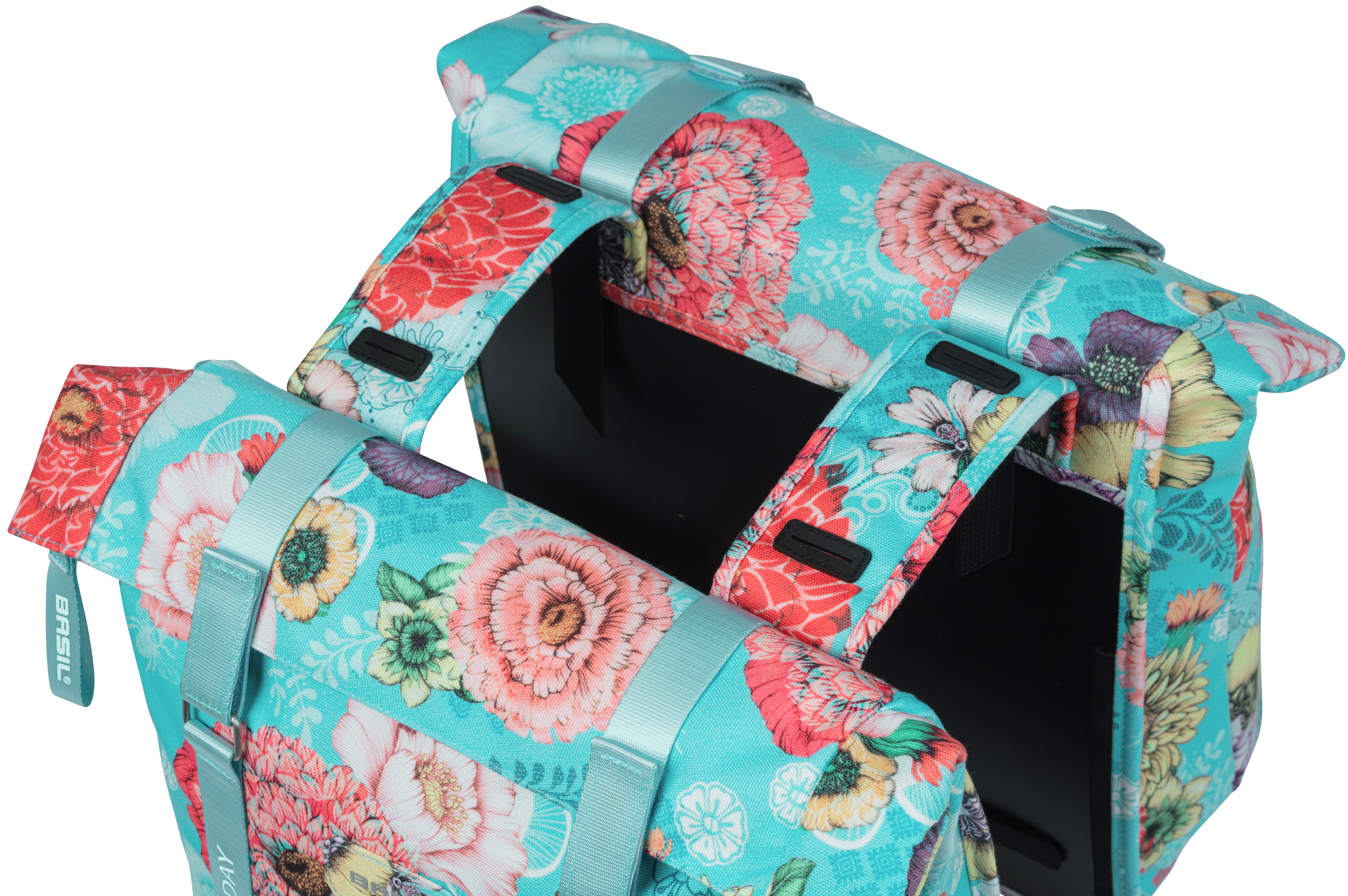 Basil bloom field dubbele fietstas - waterdicht, gerecycled pet - 28-35l - sky blue