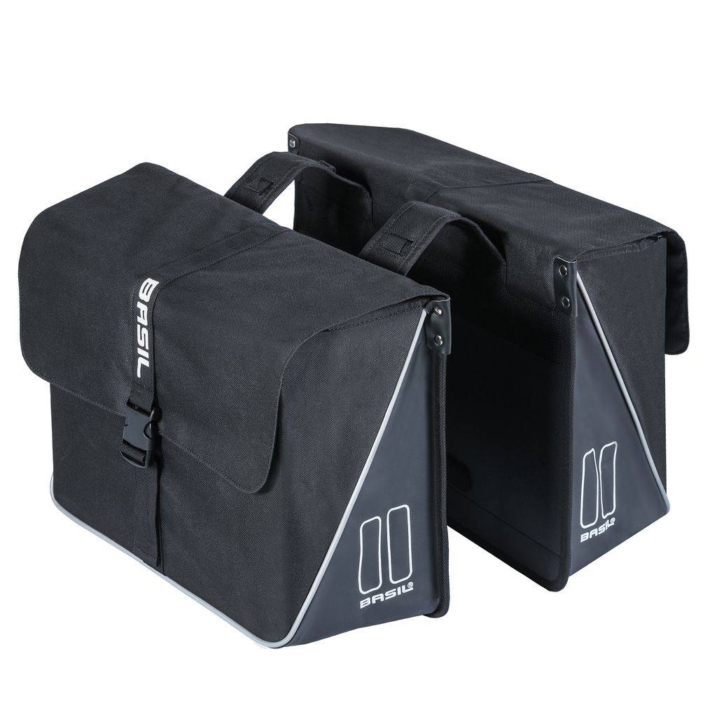 Basil forte dubbele fietstas, zwart/zwart, waterafstotend, 35l