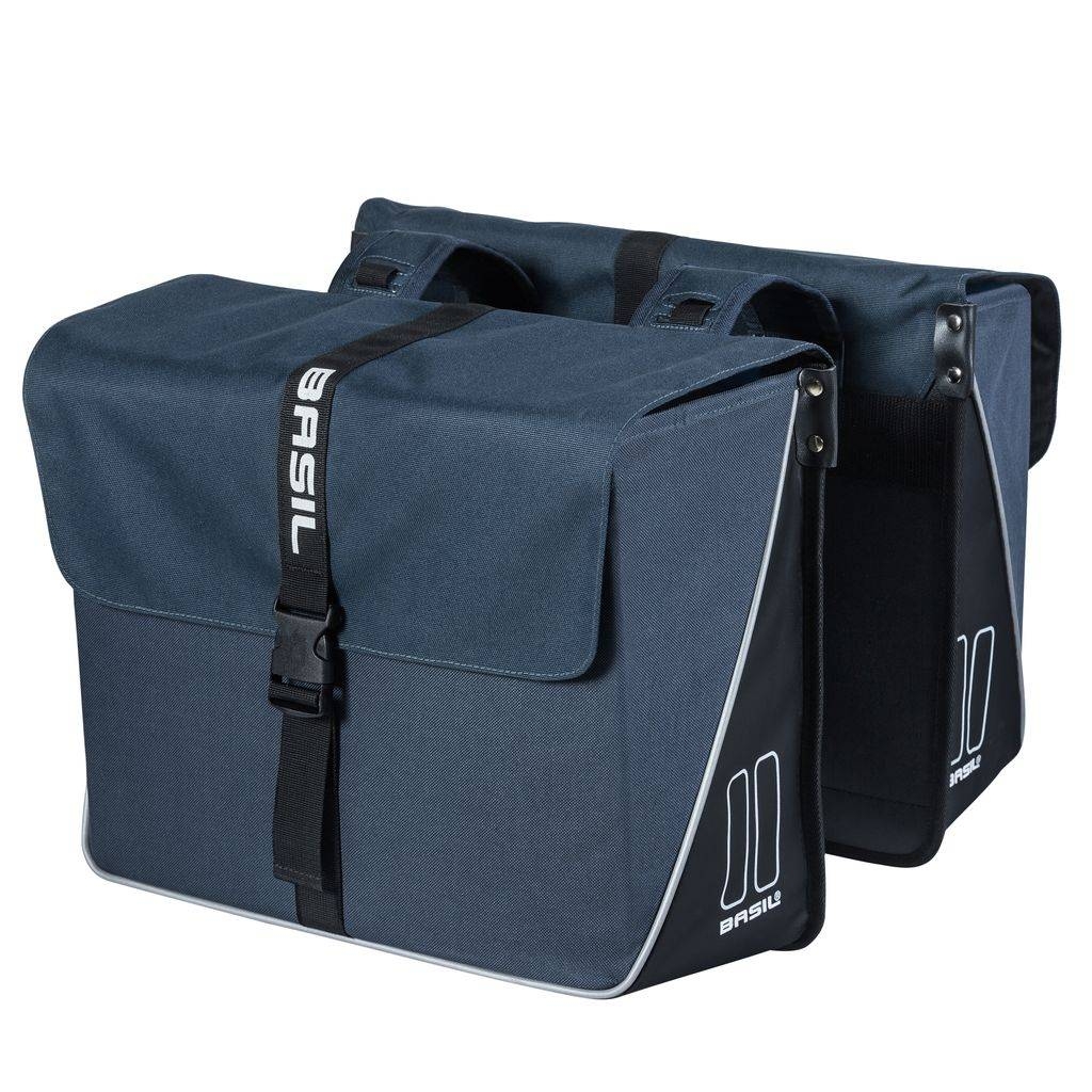 Basil forte dubbele fietstas, waterafstotend, navy blauw/zwart, 35l