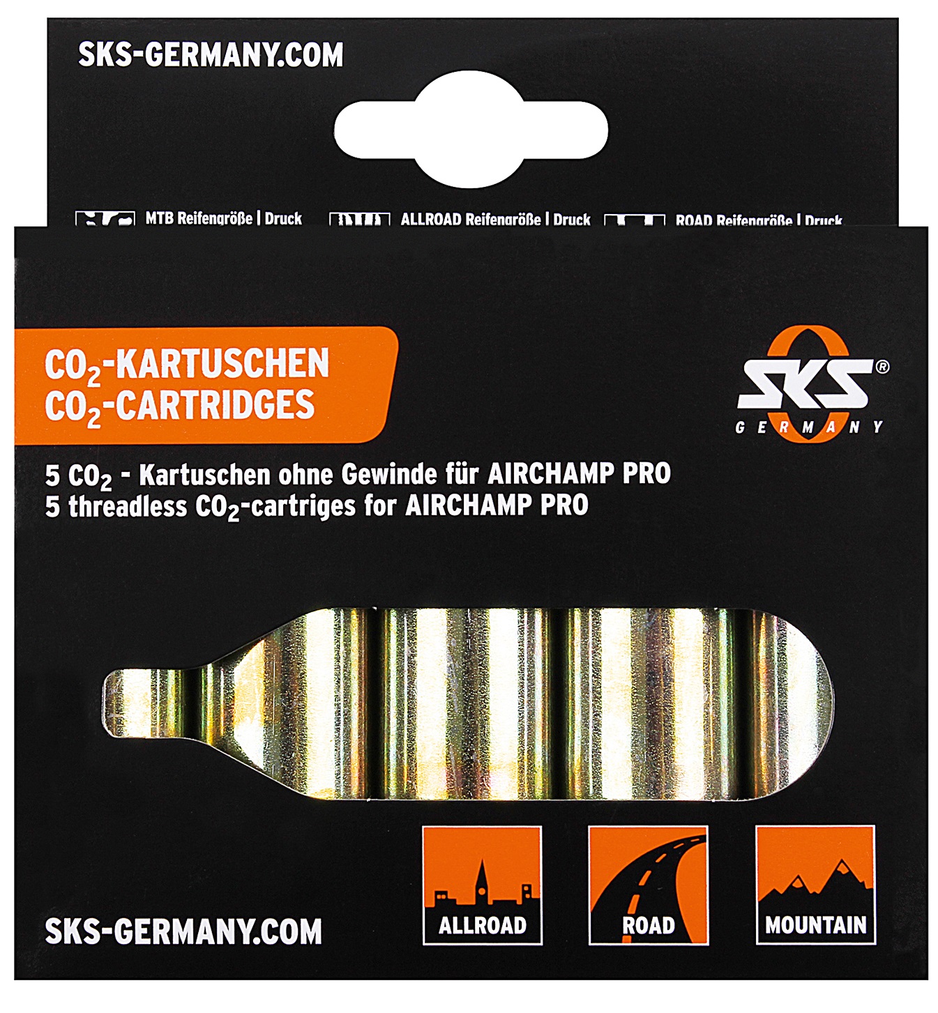 SKS luchtpatronen (5) 16gr. airchamp co2 z/draad