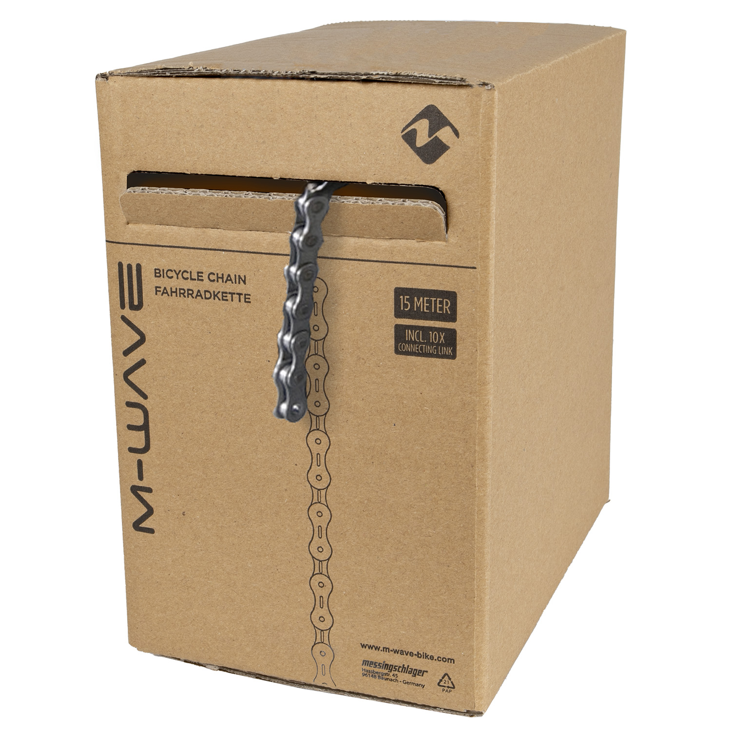 M-Wave ketting 10 speed 1/2x11/128, zilver/grijs. 15m op rol, incl 10 verbindingsschakels