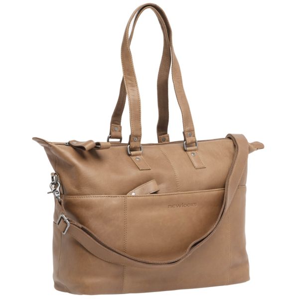 Fahrradtasche New Looxs Verla 21 Liter 40 x 11 x 31 cm - aus Luxusleder -  Cognac