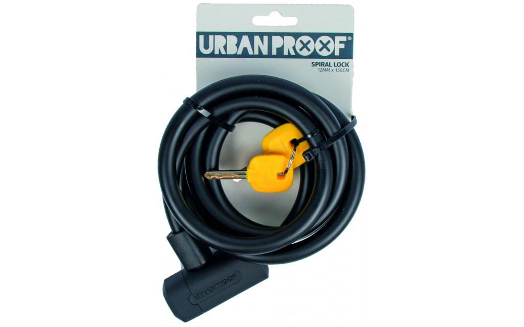 UrbanProof spiraalkabelslot 12mm x 150cm zwart