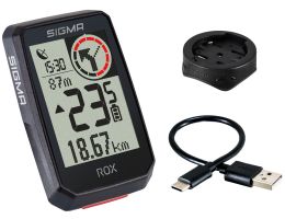 Fietscomputer GPS Sigma ROX 2.0 met standaard stuurhouder - zwart