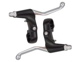Pair of brake levers Saccon 3 fingers - silver/black 