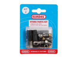 Hydraulic parts kit 2 Elvedes M8 + banjo stainless steel for Elvedes hydraulic hose (on card)