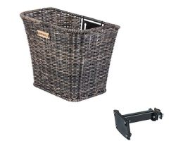 Bicycle basket for front Basil Bremen Rattan Look with FM stem holder  27 x 35 x 29 cm - nature brown