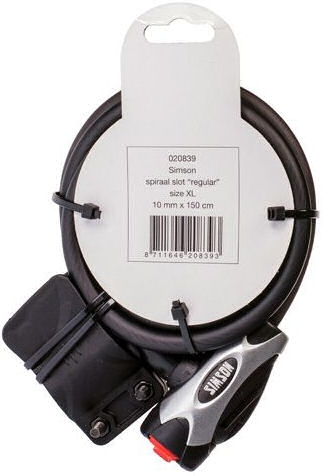 Simson kabelslot regular xl - 10x150cm - zwart - geen art - fiets